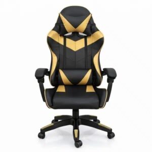 Silla Gamer ergonómica con masajes negra y dorada